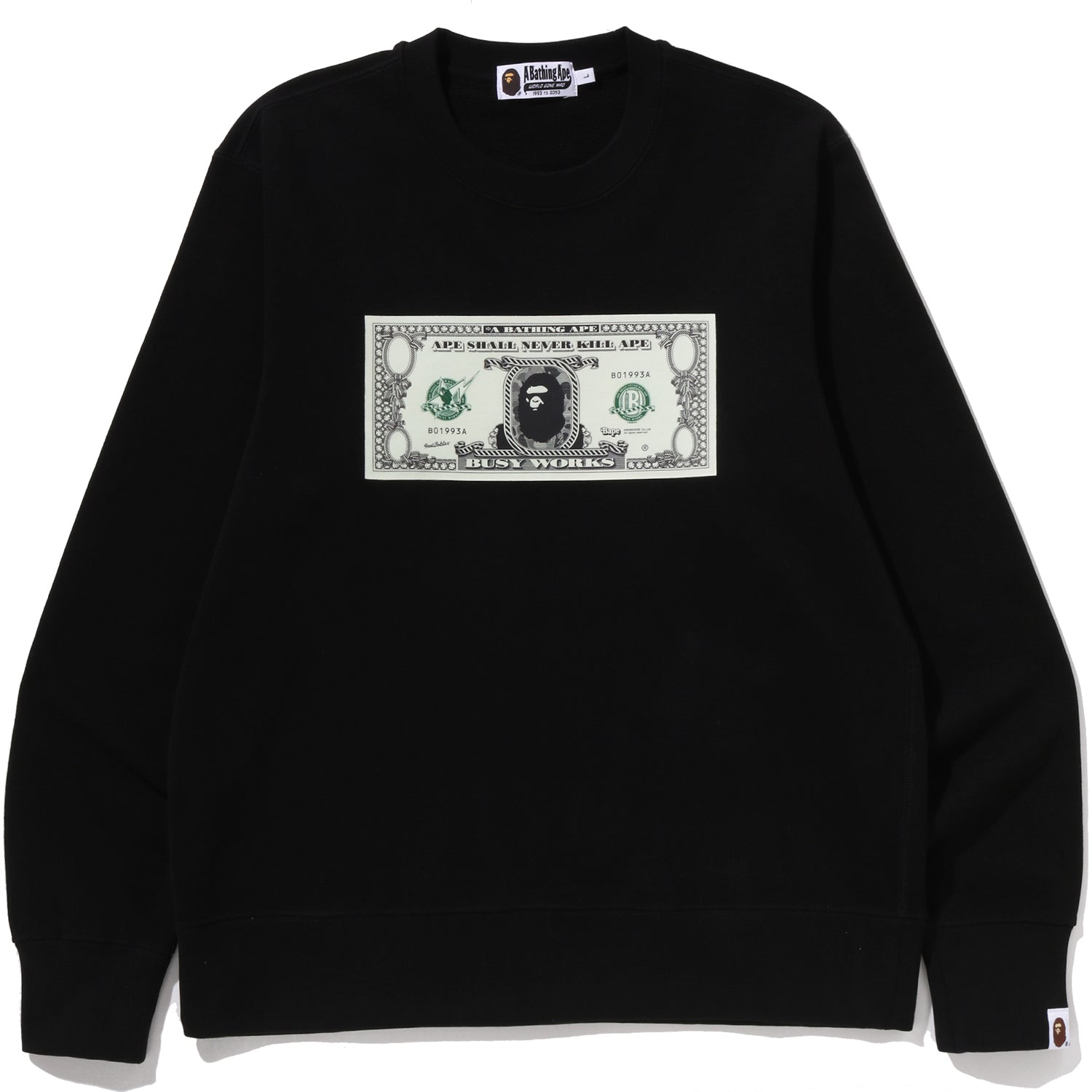 BAPE BANKNOTE RELAXED FIT CREWNECK SWEATSHIRT MENS
