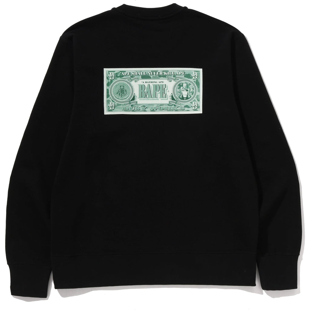 BAPE BANKNOTE RELAXED FIT CREWNECK SWEATSHIRT MENS