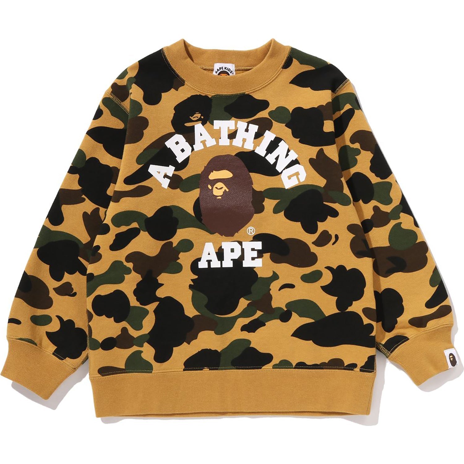 BAPE 1ST CAMO COLLEGE CREWNECK SWEATSHIRT KIDS
