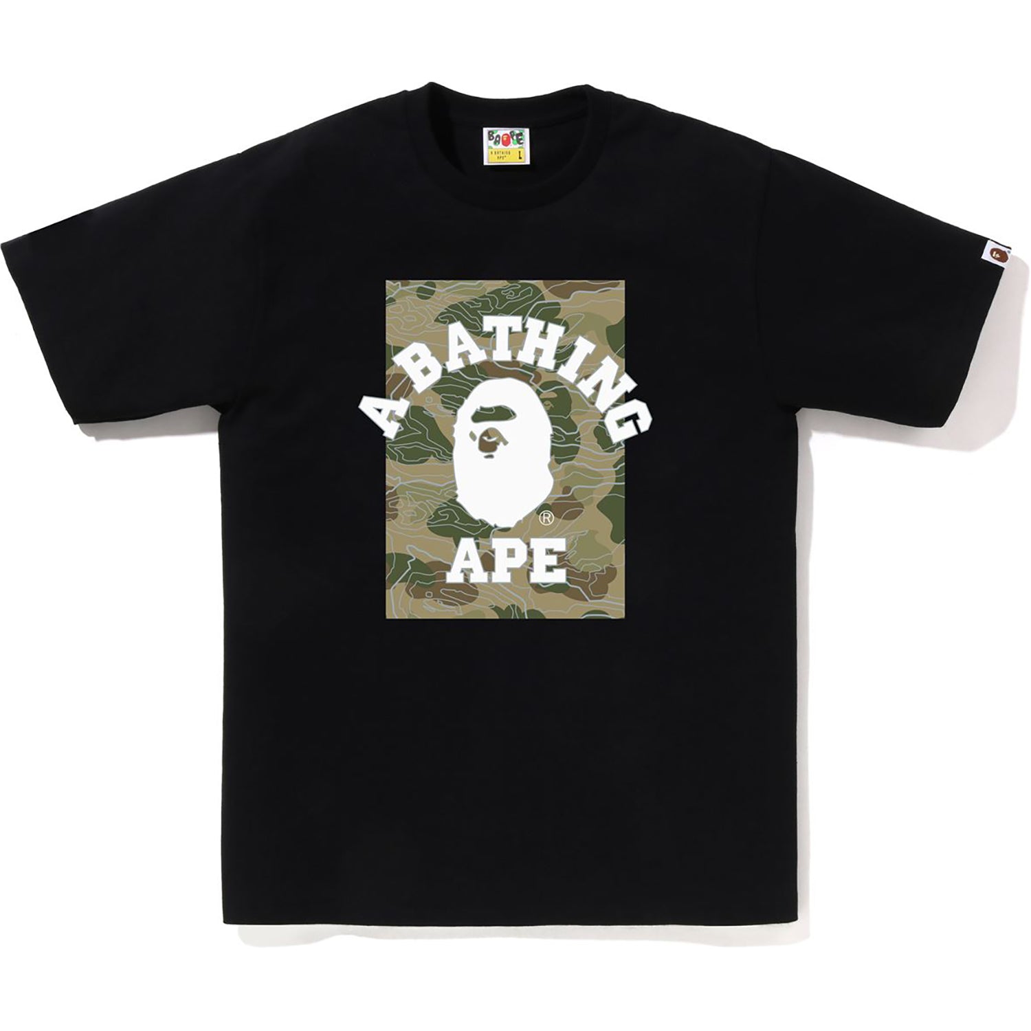 BAPE LAYERED LINE CAMO ON COLLEGE TEE MENS