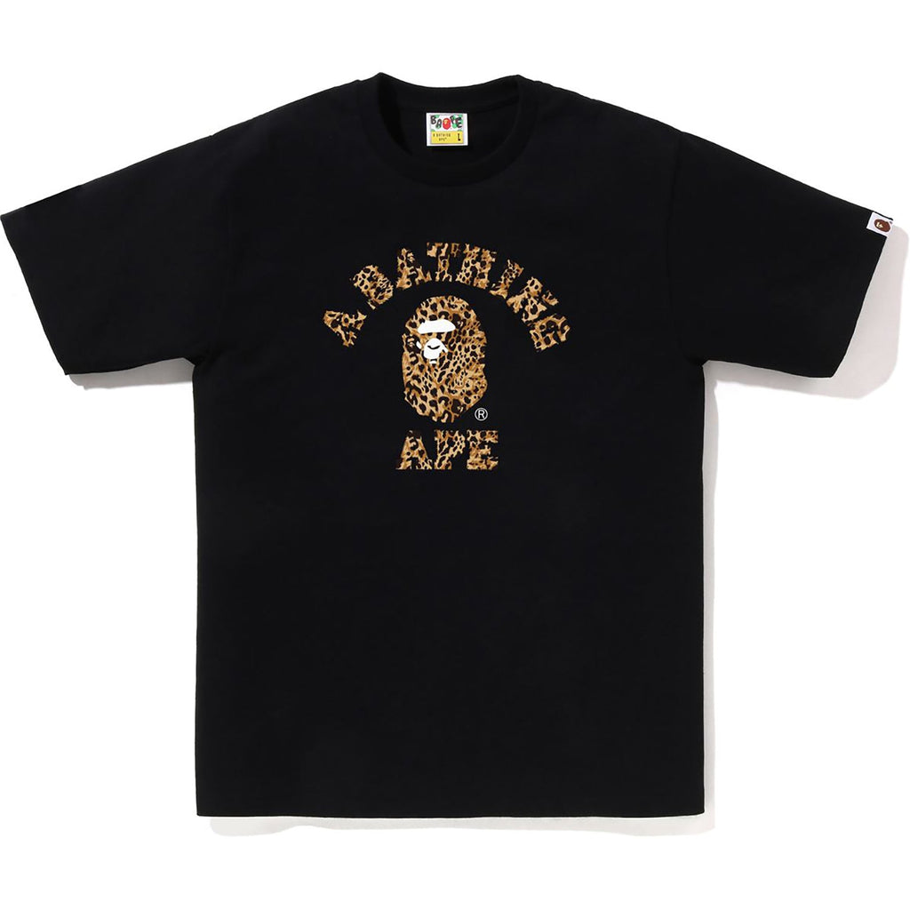 BAPE WILD LEOPARD PATTERN COLLEGE TEE MENS