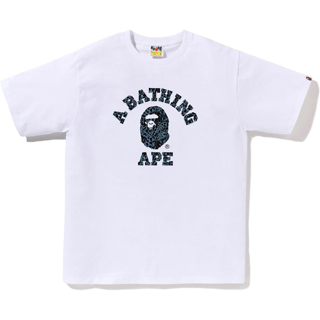 BAPE WILD LEOPARD PATTERN COLLEGE TEE MENS
