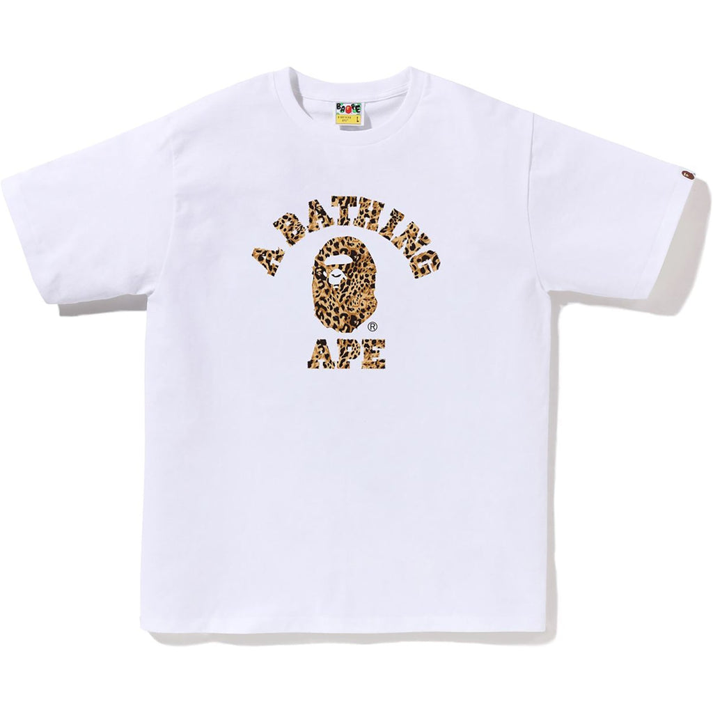 BAPE WILD LEOPARD PATTERN COLLEGE TEE MENS