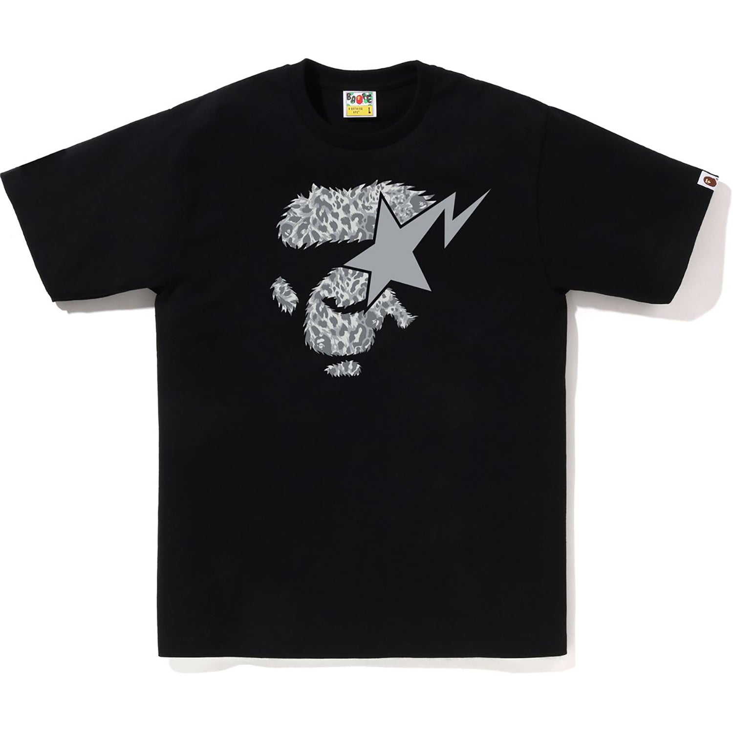 BAPE WILD LEOPARD PATTERN APE FACE STA TEE MENS