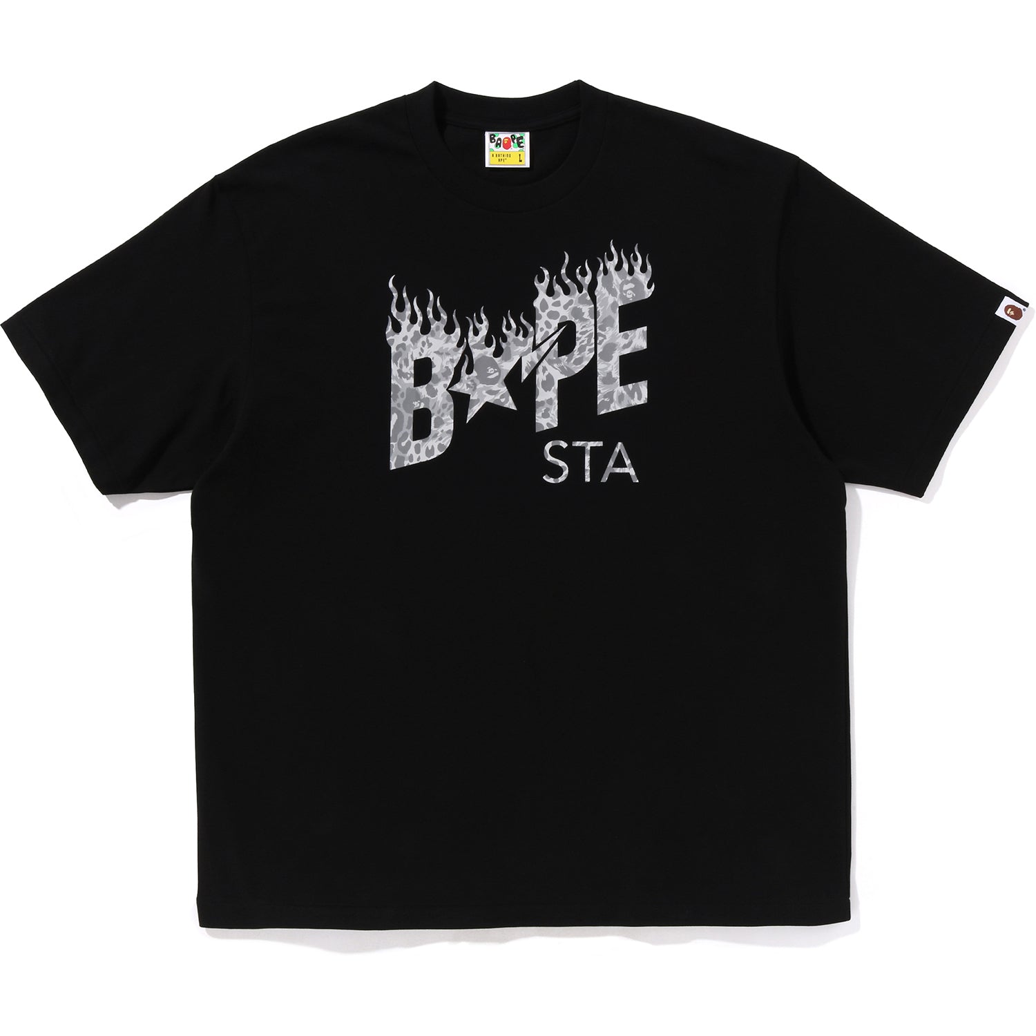 BAPE WILD LEOPARD PATTERN STA LOGO RELAXED FIT TEE MENS
