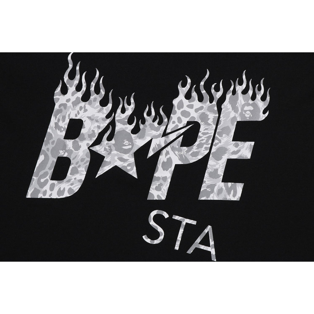 BAPE WILD LEOPARD PATTERN STA LOGO RELAXED FIT TEE MENS