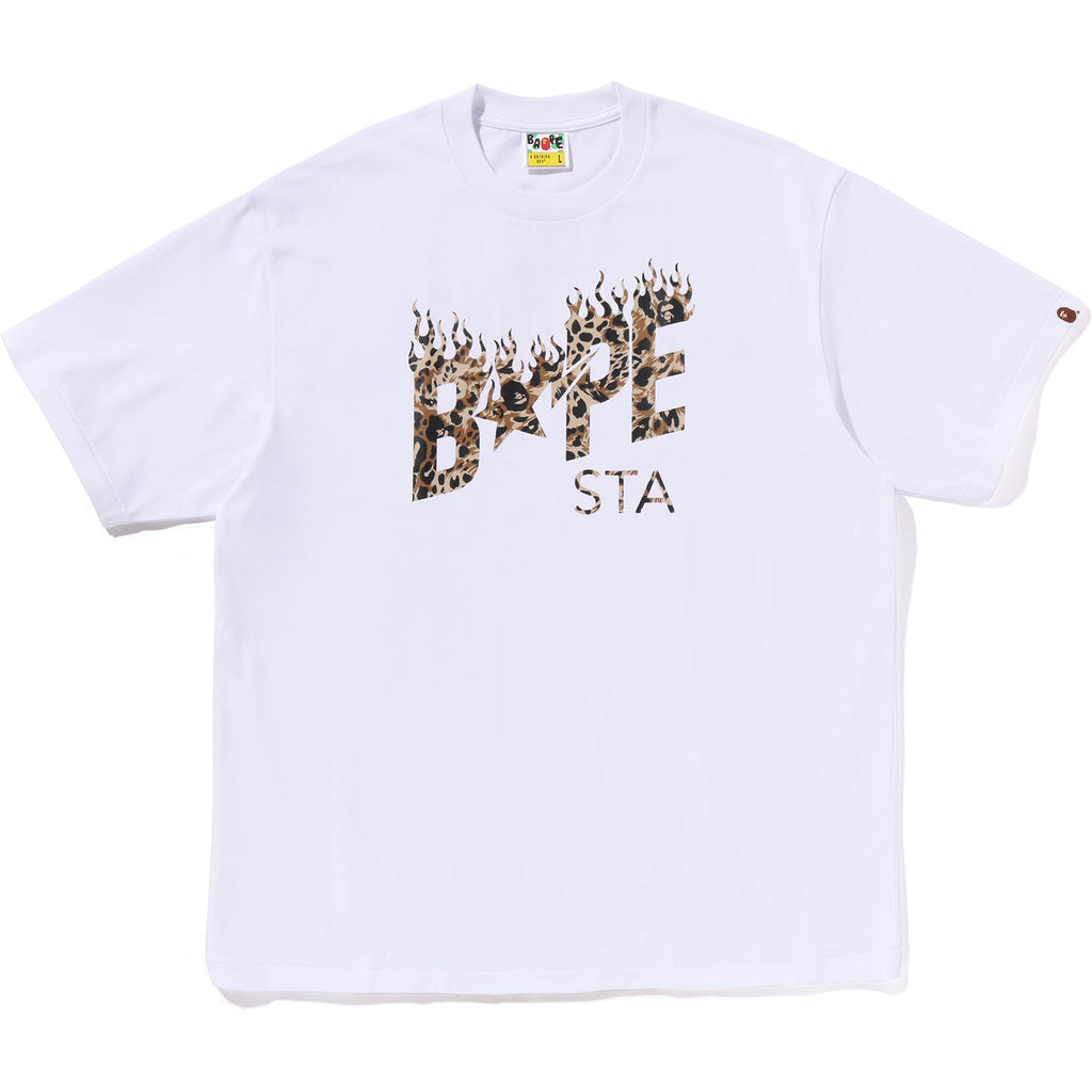BAPE WILD LEOPARD PATTERN STA LOGO RELAXED FIT TEE MENS