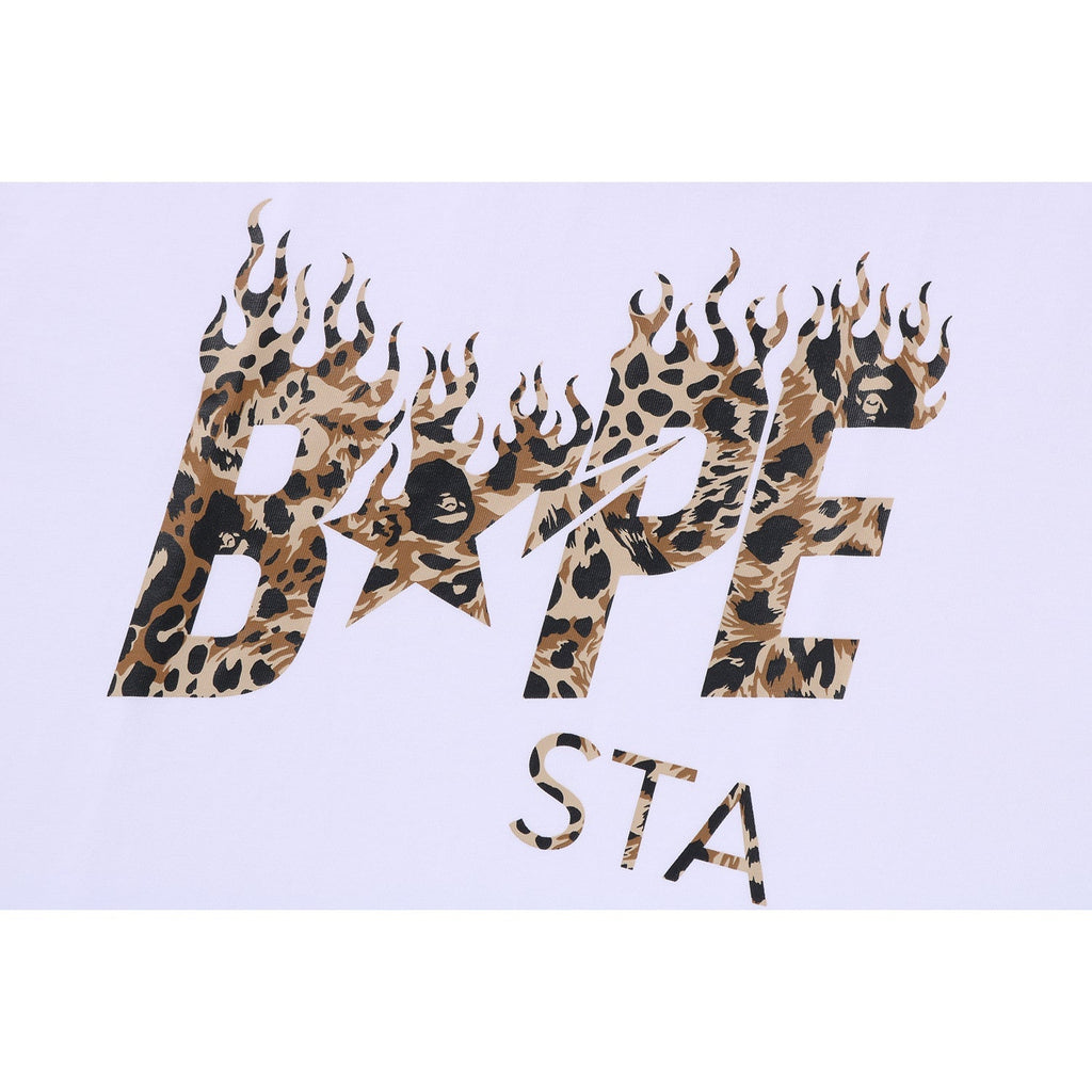 BAPE WILD LEOPARD PATTERN STA LOGO RELAXED FIT TEE MENS