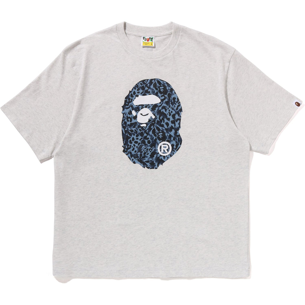 BAPE WILD LEOPARD PATTERN APE HEAD RELAXED FIT TEE MENS