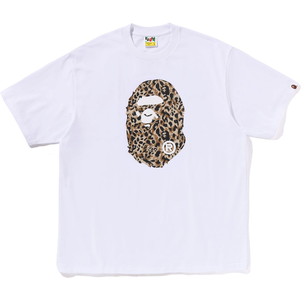 BAPE WILD LEOPARD PATTERN APE HEAD RELAXED FIT TEE MENS