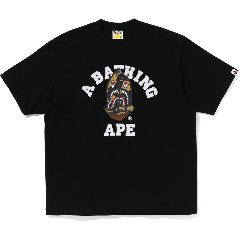 BAPE 1ST CAMO SHARK SEIJIN COLLEGE RELAXED FIT TEE MENS