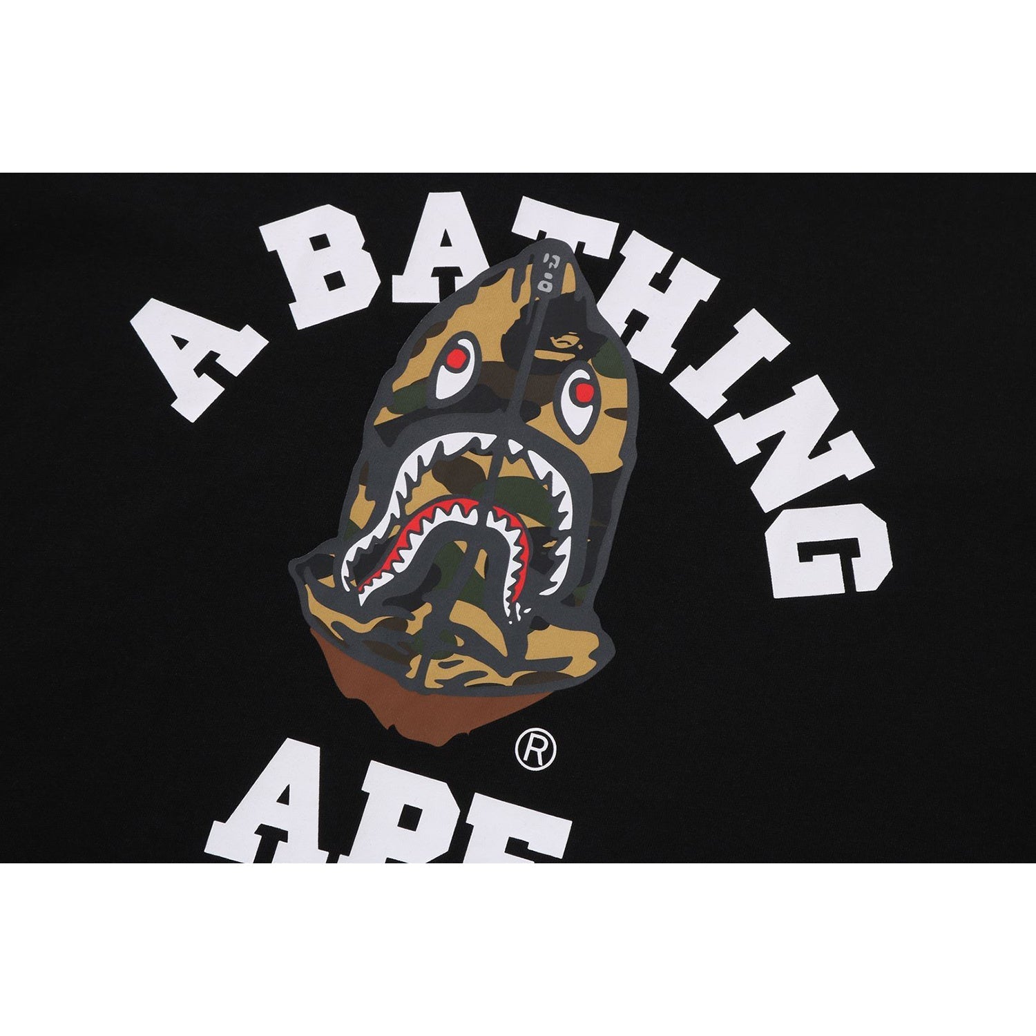 BAPE 1ST CAMO SHARK SEIJIN COLLEGE RELAXED FIT TEE MENS