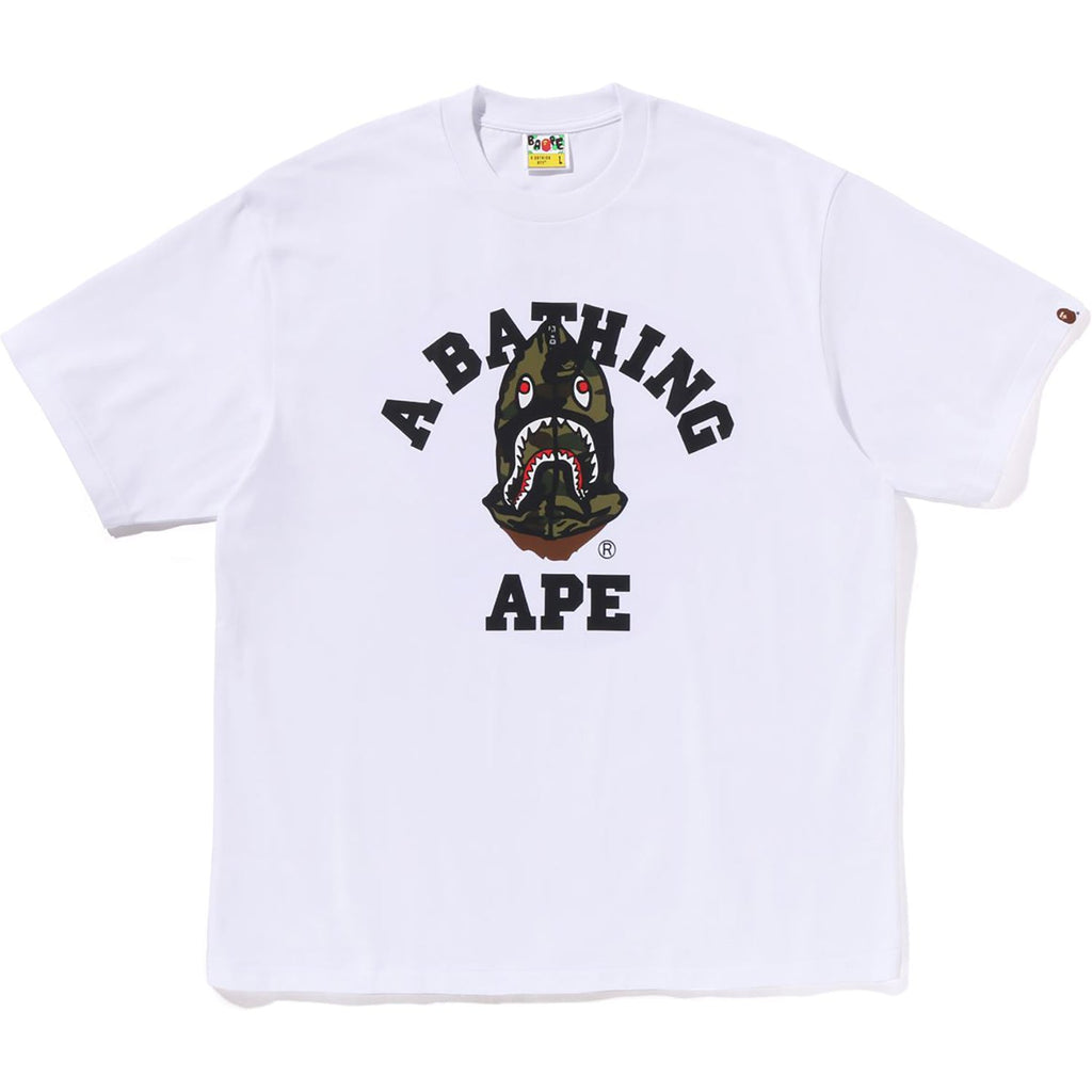 BAPE 1ST CAMO SHARK SEIJIN COLLEGE RELAXED FIT TEE MENS