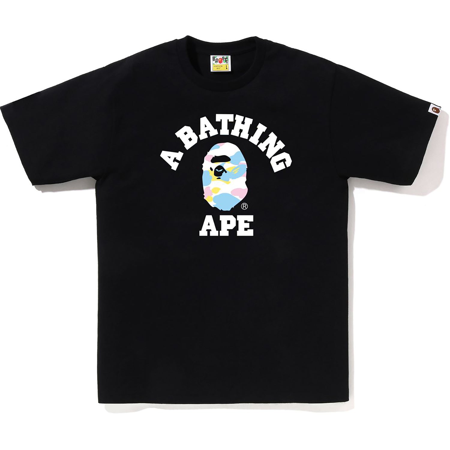 BAPE NEW MULTI CAMO COLLEGE TEE MENS