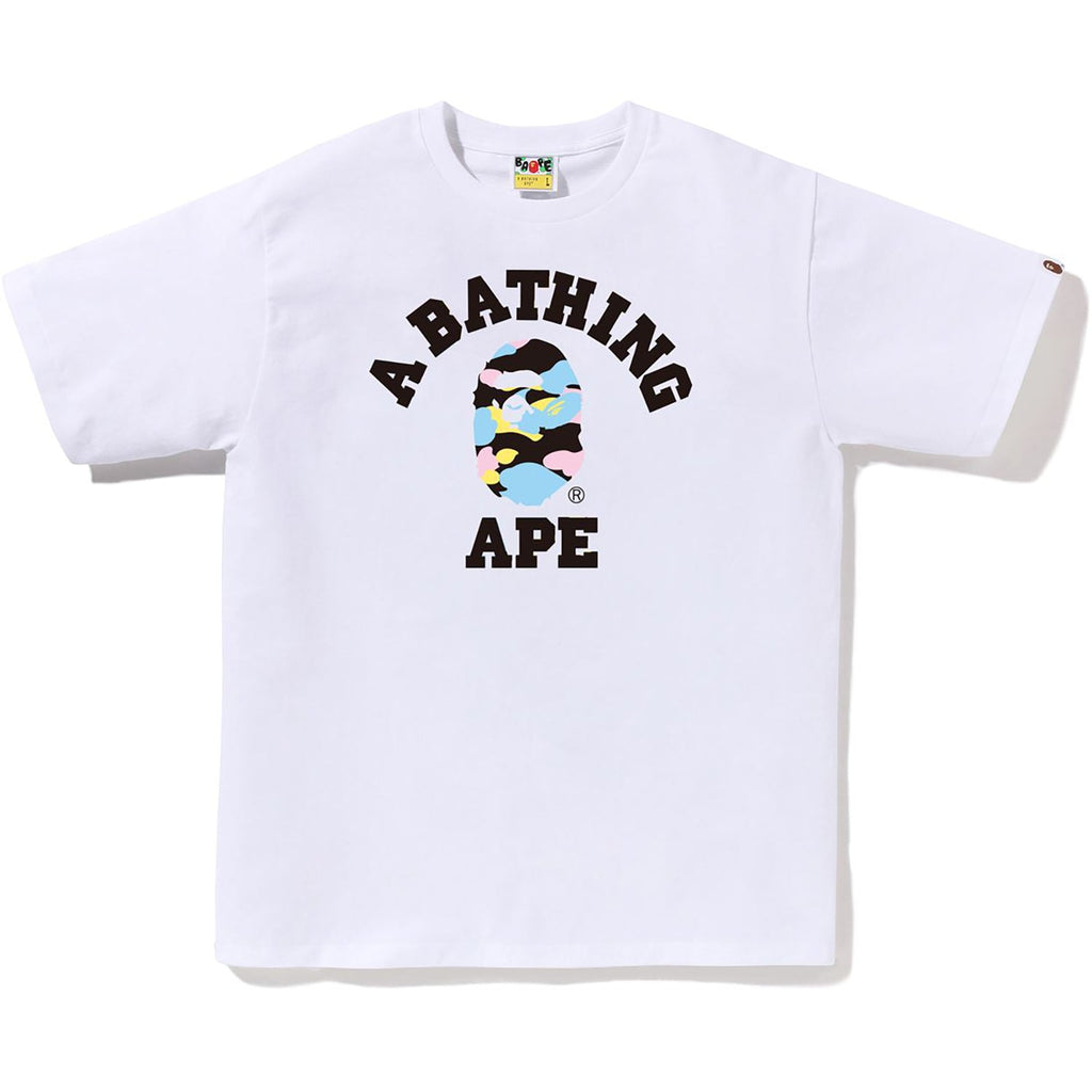BAPE NEW MULTI CAMO COLLEGE TEE MENS