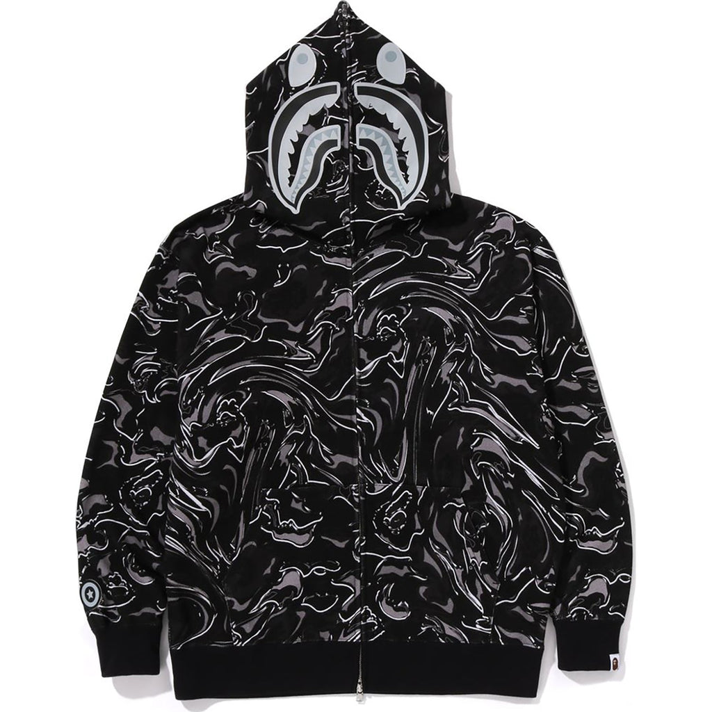 BAPE MARBLING CAMO SHARK RELAXED FIT FULL ZIP HOODIE MENS