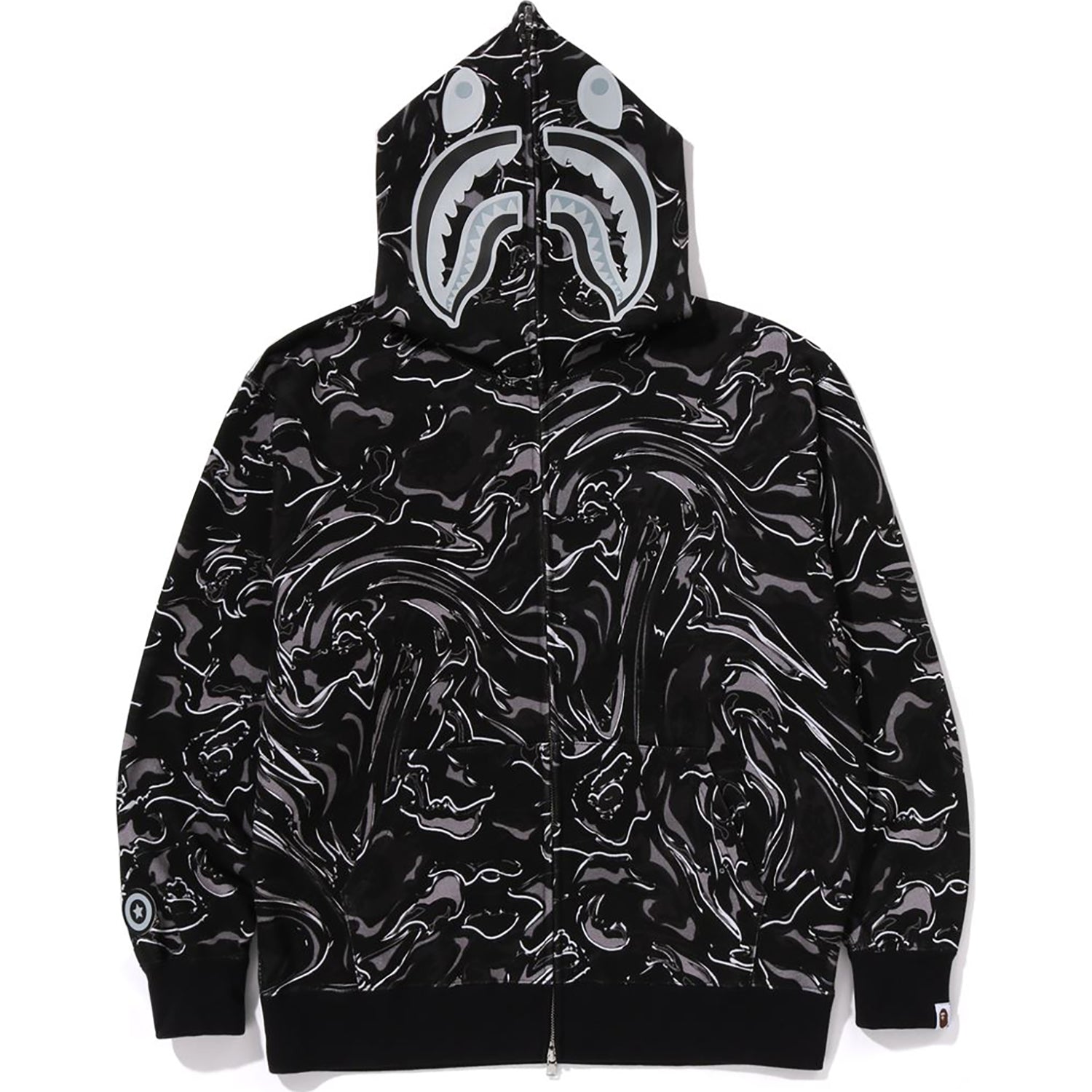 BAPE MARBLING CAMO SHARK RELAXED FIT FULL ZIP HOODIE MENS