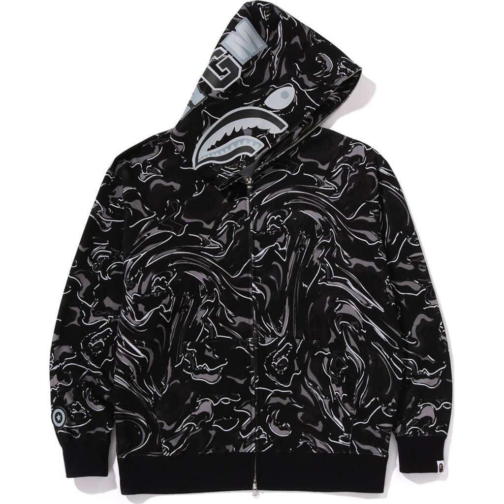 BAPE MARBLING CAMO SHARK RELAXED FIT FULL ZIP HOODIE MENS