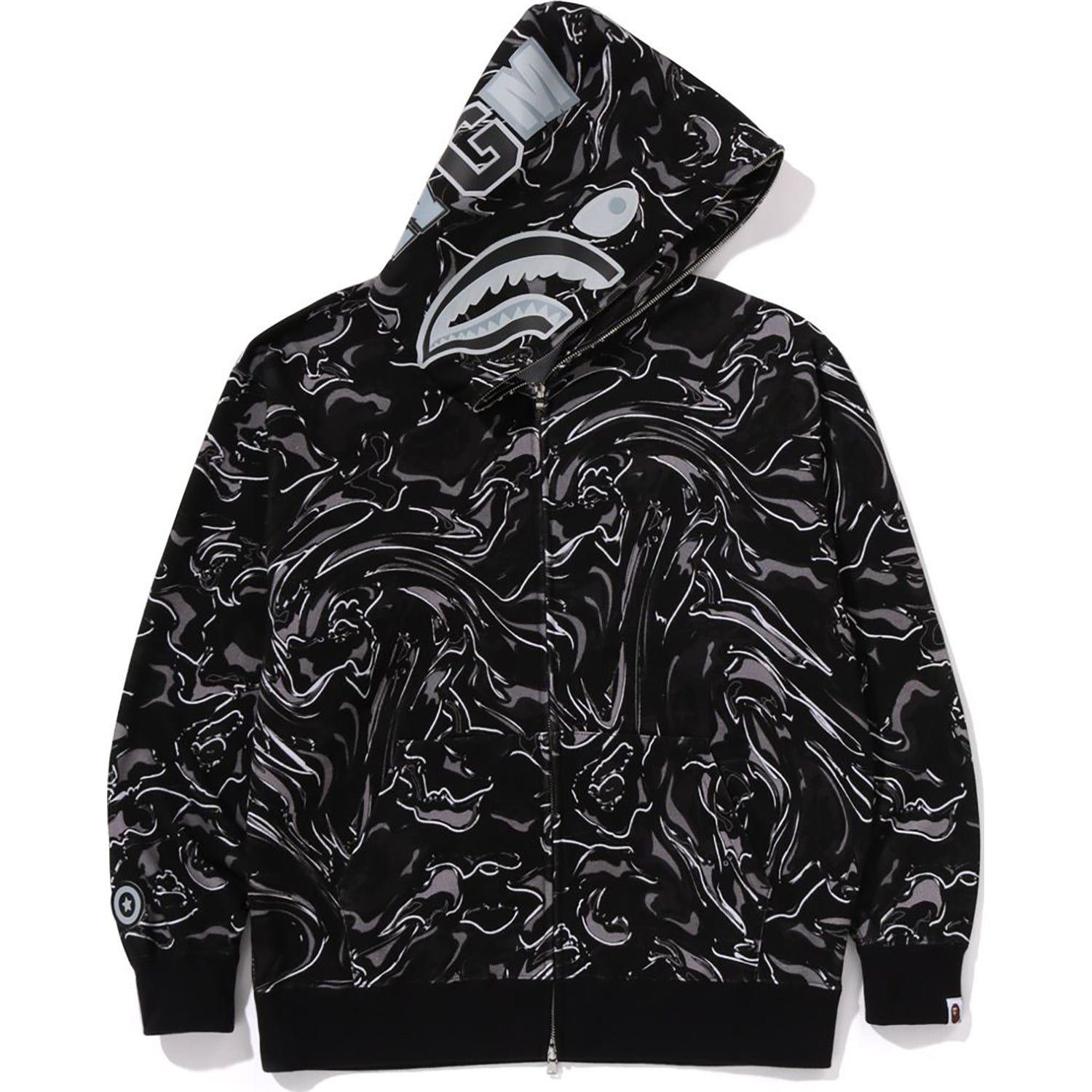 BAPE MARBLING CAMO SHARK RELAXED FIT FULL ZIP HOODIE MENS