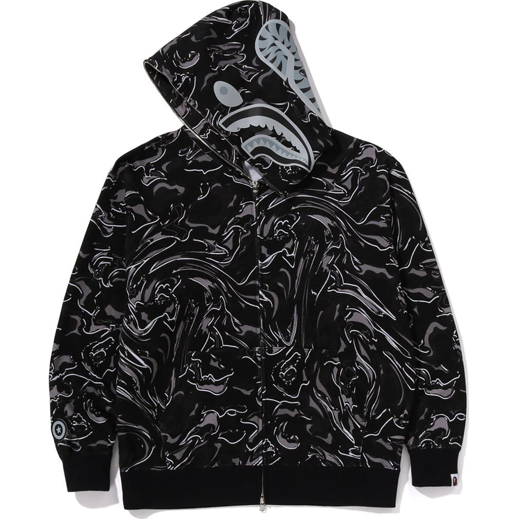 BAPE MARBLING CAMO SHARK RELAXED FIT FULL ZIP HOODIE MENS