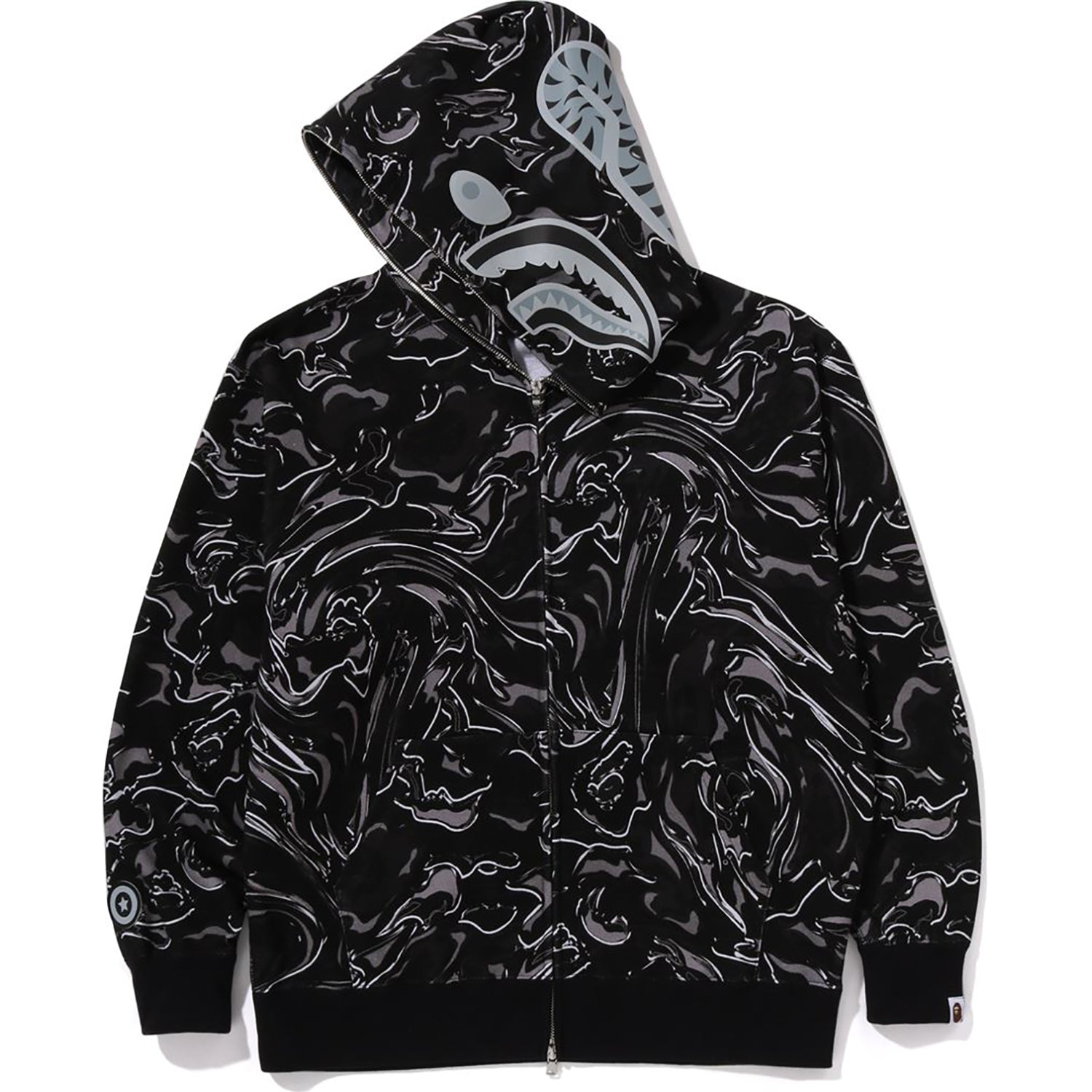 BAPE MARBLING CAMO SHARK RELAXED FIT FULL ZIP HOODIE MENS