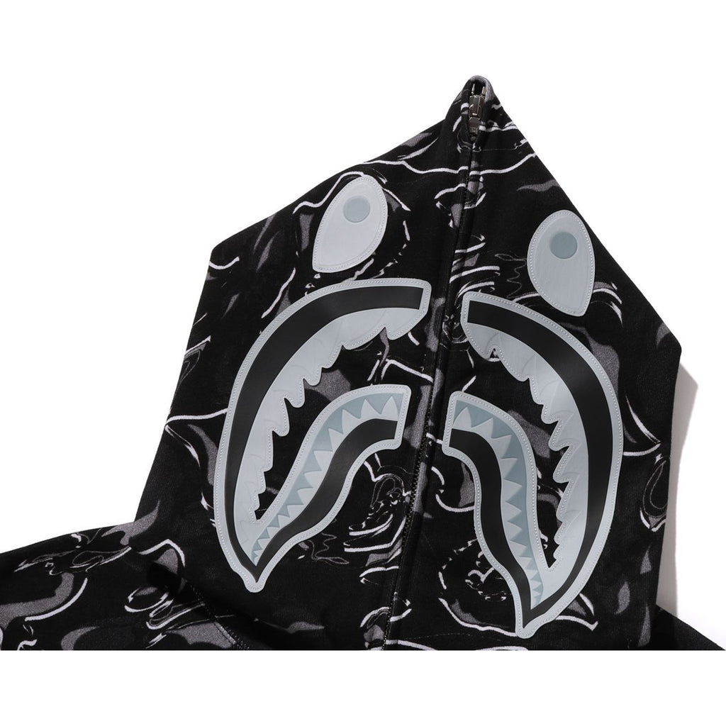 BAPE MARBLING CAMO SHARK RELAXED FIT FULL ZIP HOODIE MENS