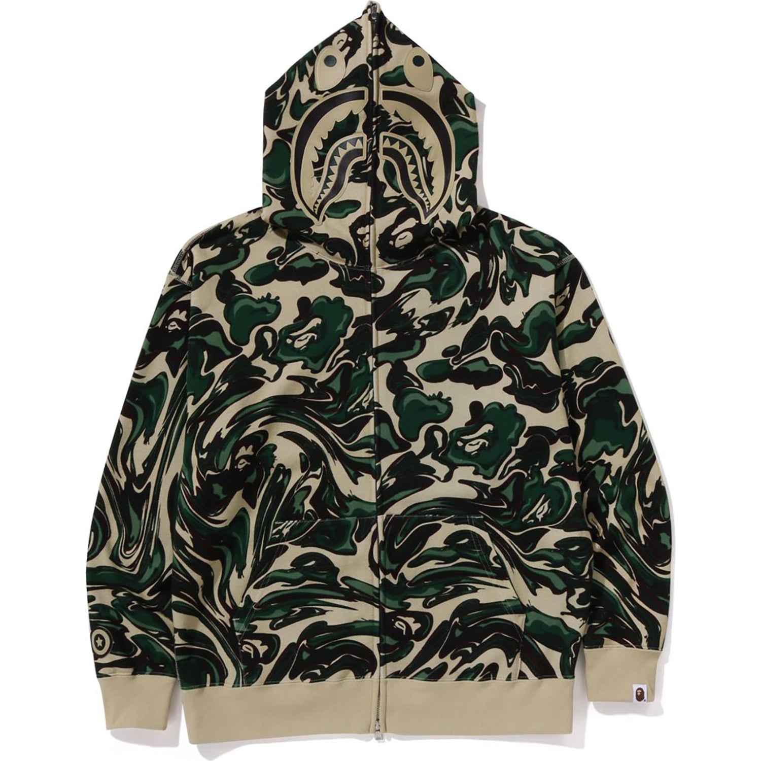BAPE MARBLING CAMO SHARK RELAXED FIT FULL ZIP HOODIE MENS