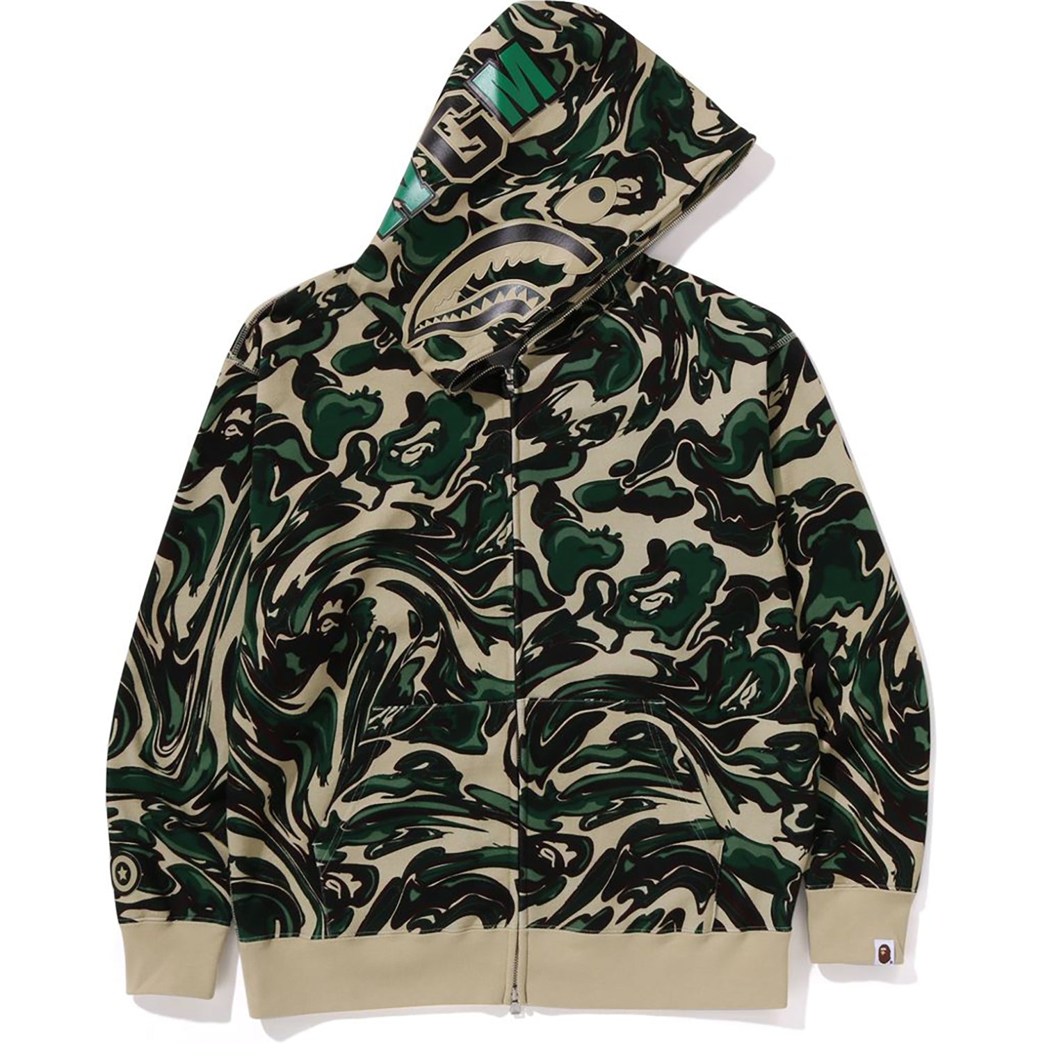 BAPE MARBLING CAMO SHARK RELAXED FIT FULL ZIP HOODIE MENS