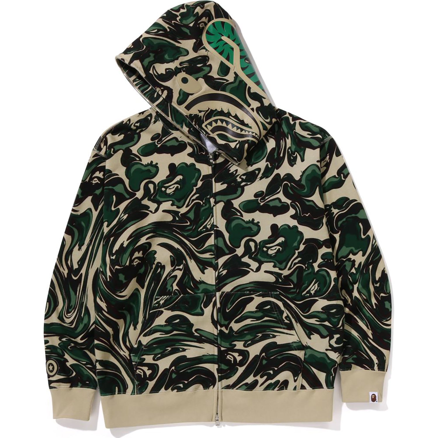 BAPE MARBLING CAMO SHARK RELAXED FIT FULL ZIP HOODIE MENS