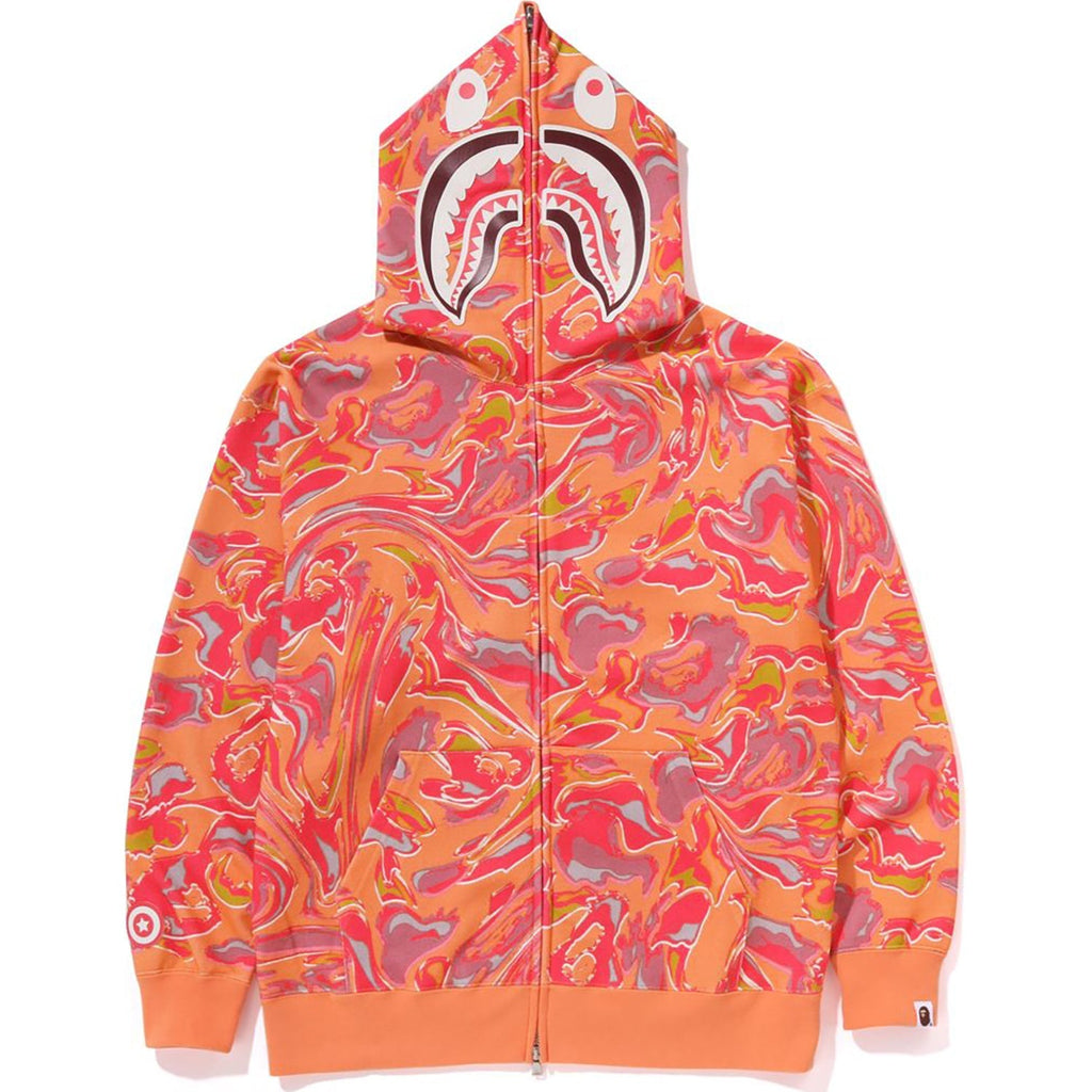 BAPE MARBLING CAMO SHARK RELAXED FIT FULL ZIP HOODIE MENS