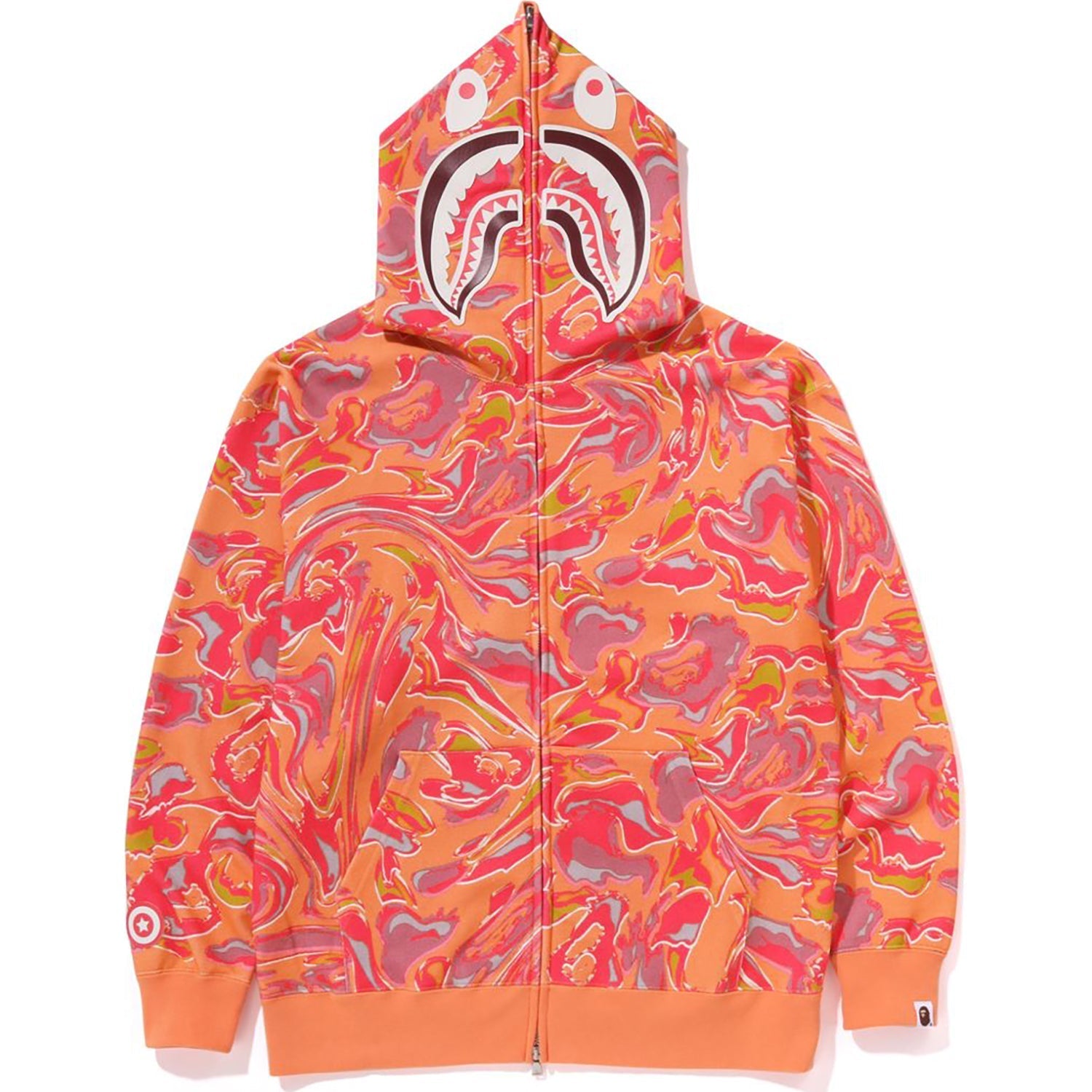 BAPE MARBLING CAMO SHARK RELAXED FIT FULL ZIP HOODIE MENS
