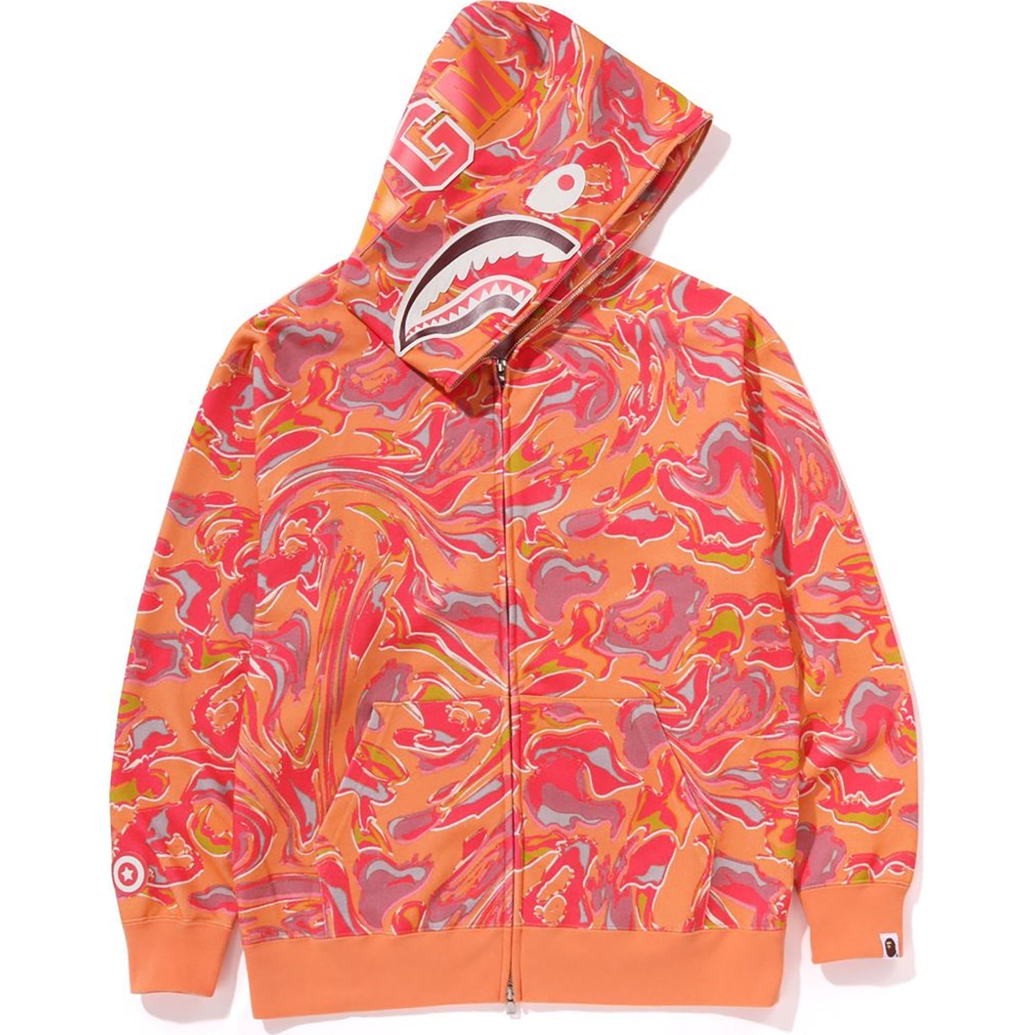 BAPE MARBLING CAMO SHARK RELAXED FIT FULL ZIP HOODIE MENS