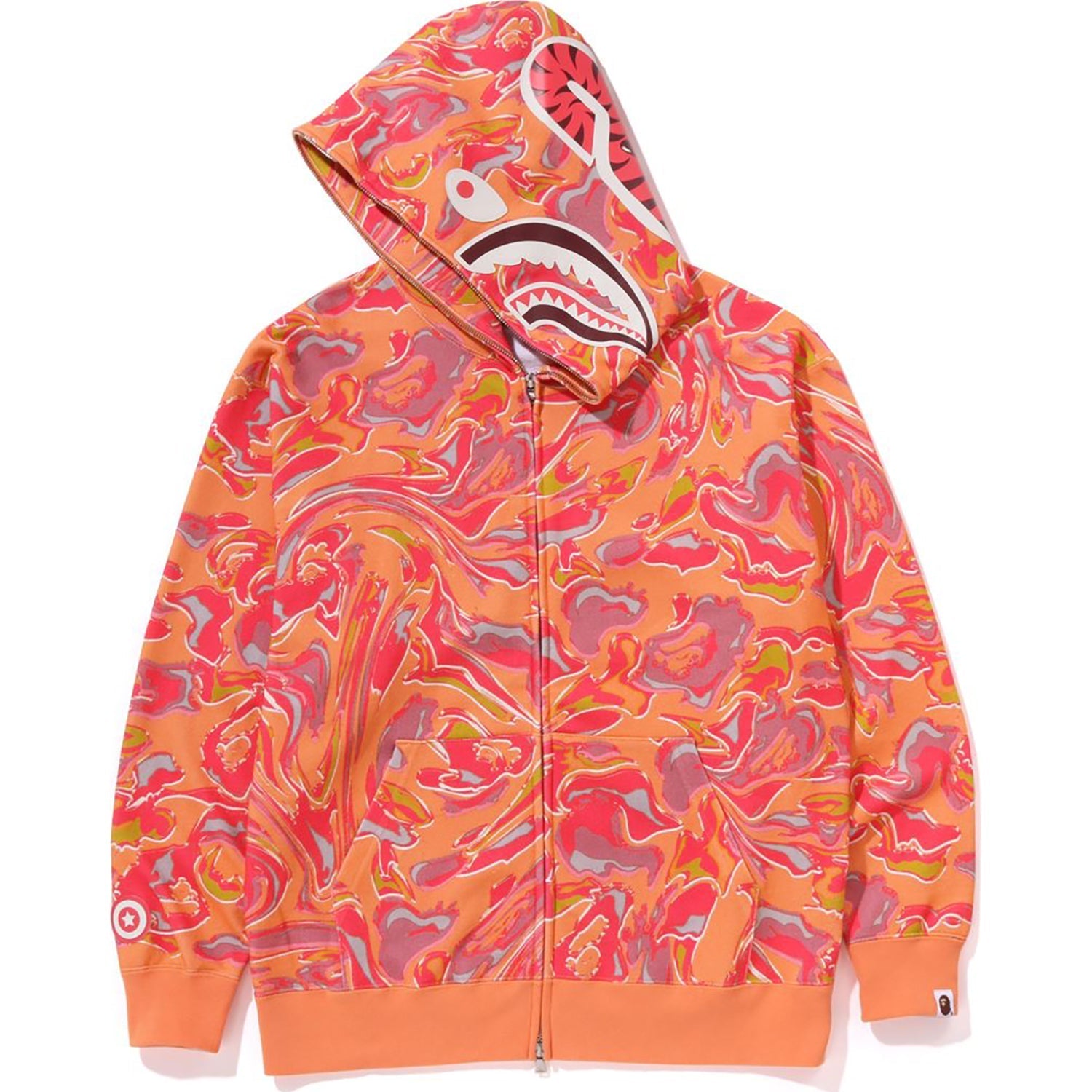 BAPE MARBLING CAMO SHARK RELAXED FIT FULL ZIP HOODIE MENS