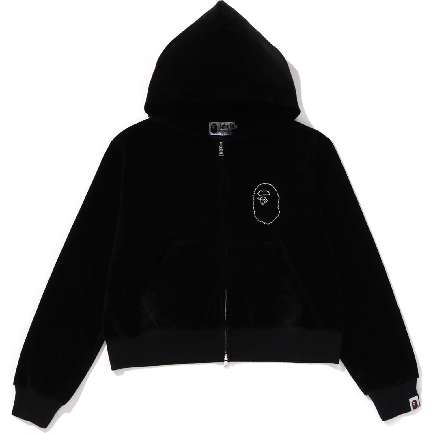 BAPE CRYSTAL STONE APE HEAD VELOUR ZIP HOODIE LADIES