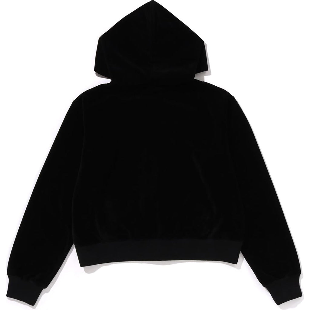 BAPE CRYSTAL STONE APE HEAD VELOUR ZIP HOODIE LADIES