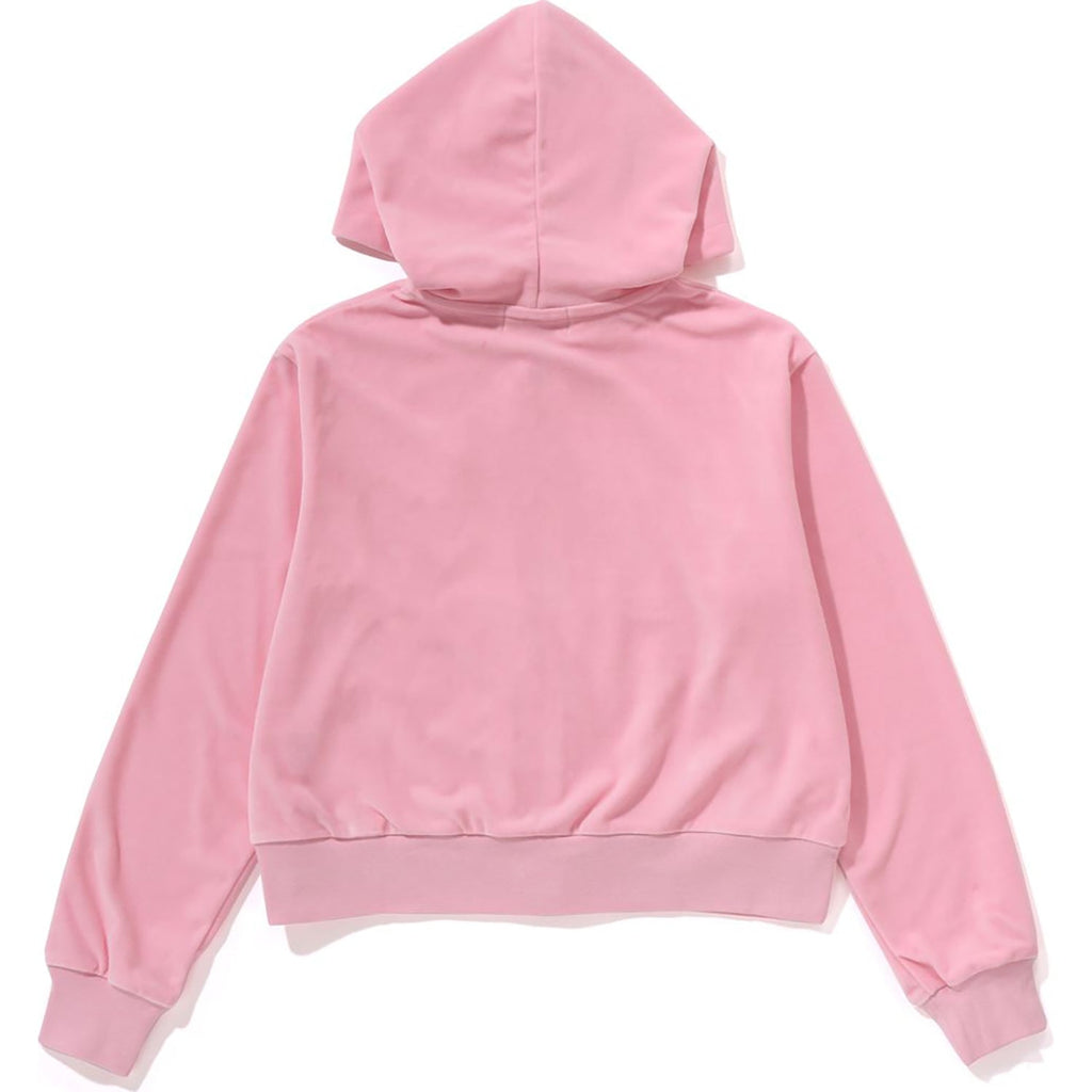 BAPE CRYSTAL STONE APE HEAD VELOUR ZIP HOODIE LADIES