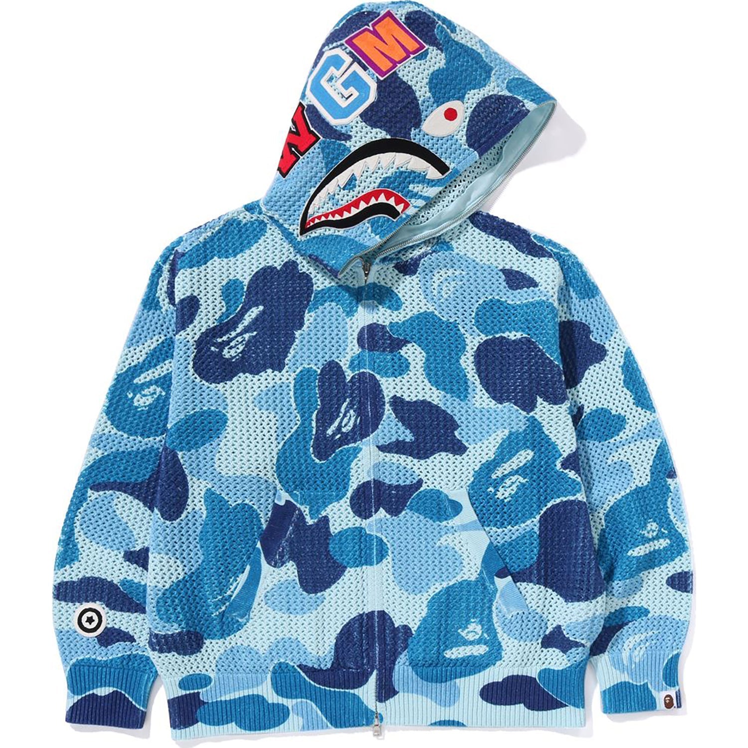 BAPE ABC CAMO CROCHET RELAXED FIT SHARK FULL ZIP HOODIE MENS