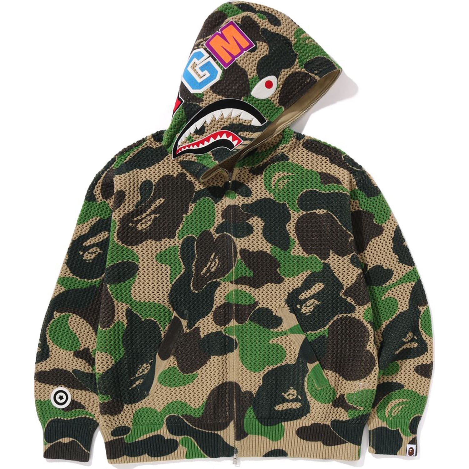 BAPE ABC CAMO CROCHET RELAXED FIT SHARK FULL ZIP HOODIE MENS