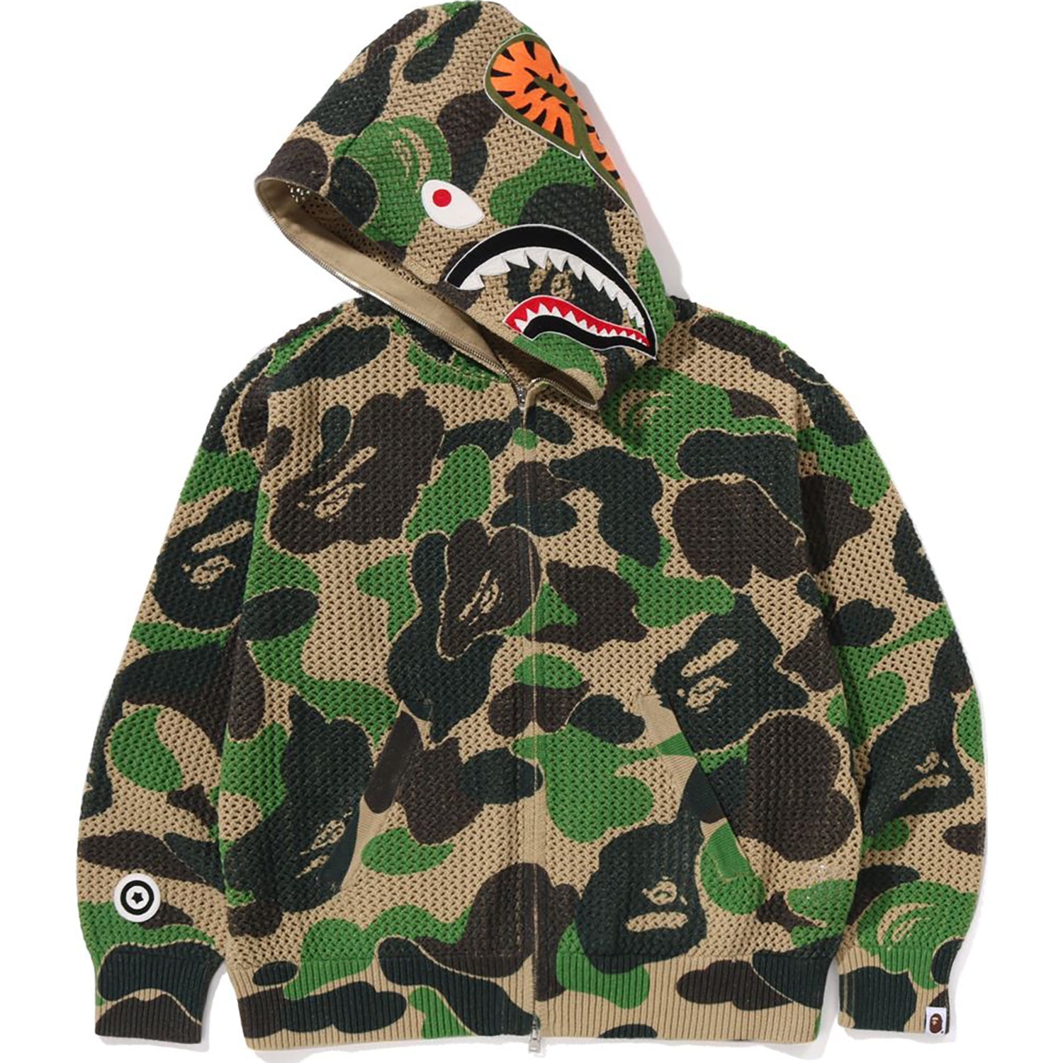 BAPE ABC CAMO CROCHET RELAXED FIT SHARK FULL ZIP HOODIE MENS
