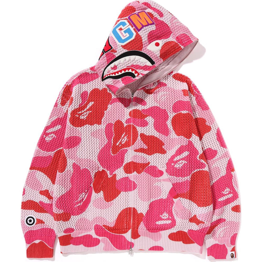 BAPE ABC CAMO CROCHET RELAXED FIT SHARK FULL ZIP HOODIE MENS