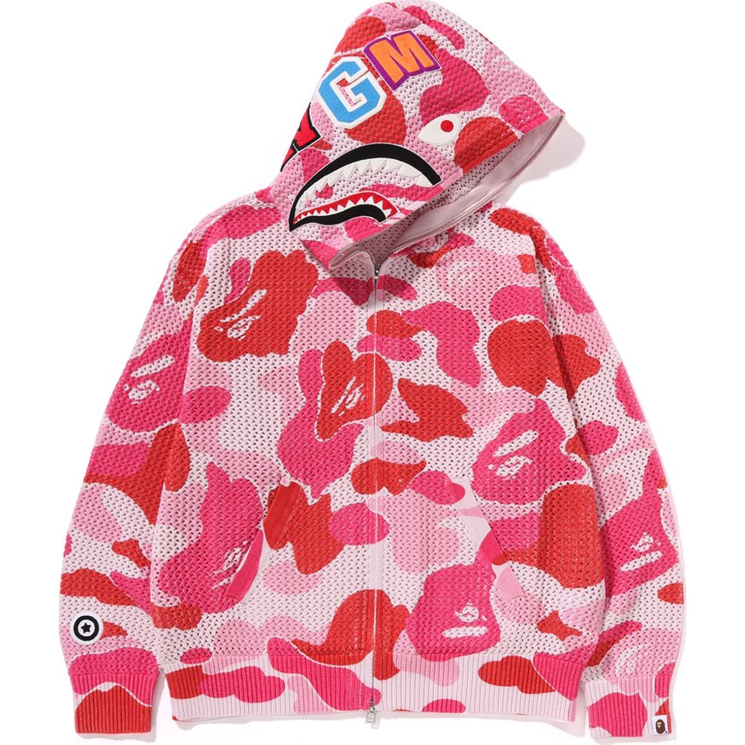 BAPE ABC CAMO CROCHET RELAXED FIT SHARK FULL ZIP HOODIE MENS