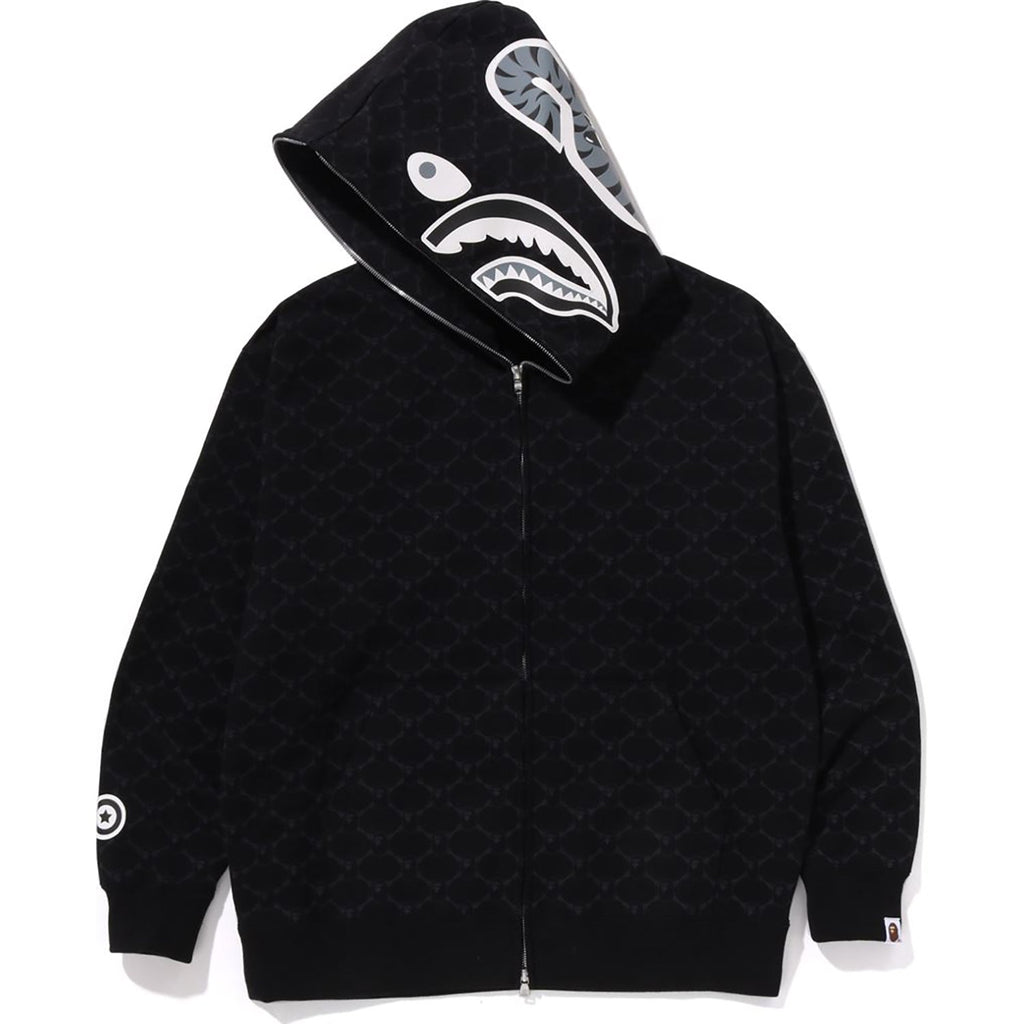 BAPE COLLEGE MONOGRAM RELAXED FIT SHARK FULL ZIP HOODIE MENS