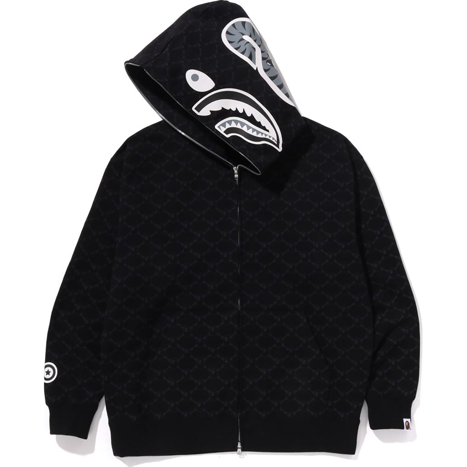 BAPE COLLEGE MONOGRAM RELAXED FIT SHARK FULL ZIP HOODIE MENS