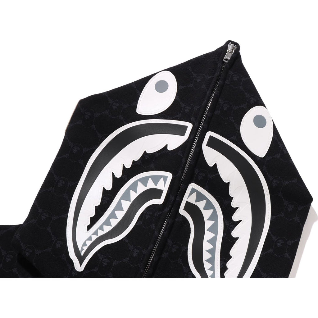 BAPE COLLEGE MONOGRAM RELAXED FIT SHARK FULL ZIP HOODIE MENS