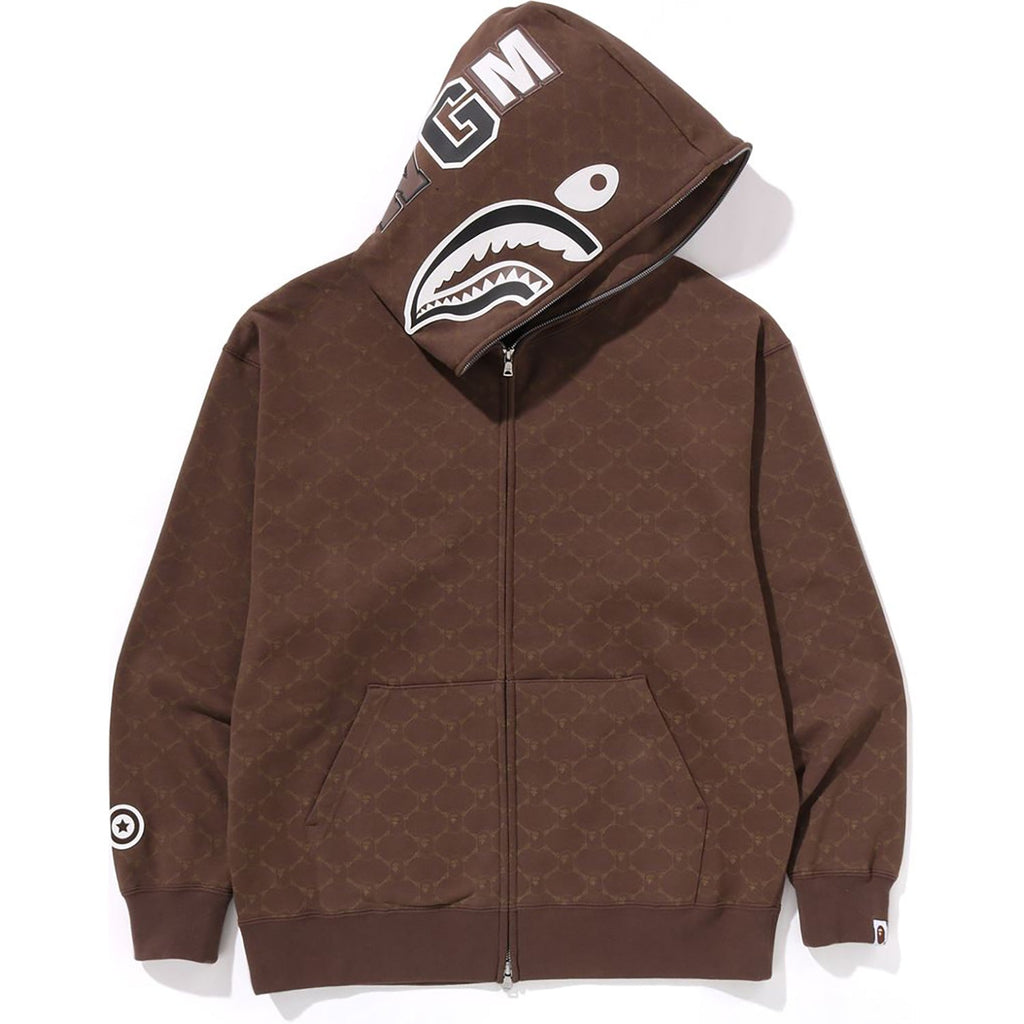 BAPE COLLEGE MONOGRAM RELAXED FIT SHARK FULL ZIP HOODIE MENS