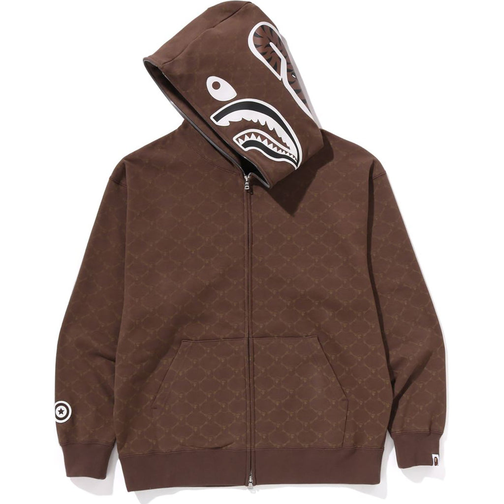 BAPE COLLEGE MONOGRAM RELAXED FIT SHARK FULL ZIP HOODIE MENS