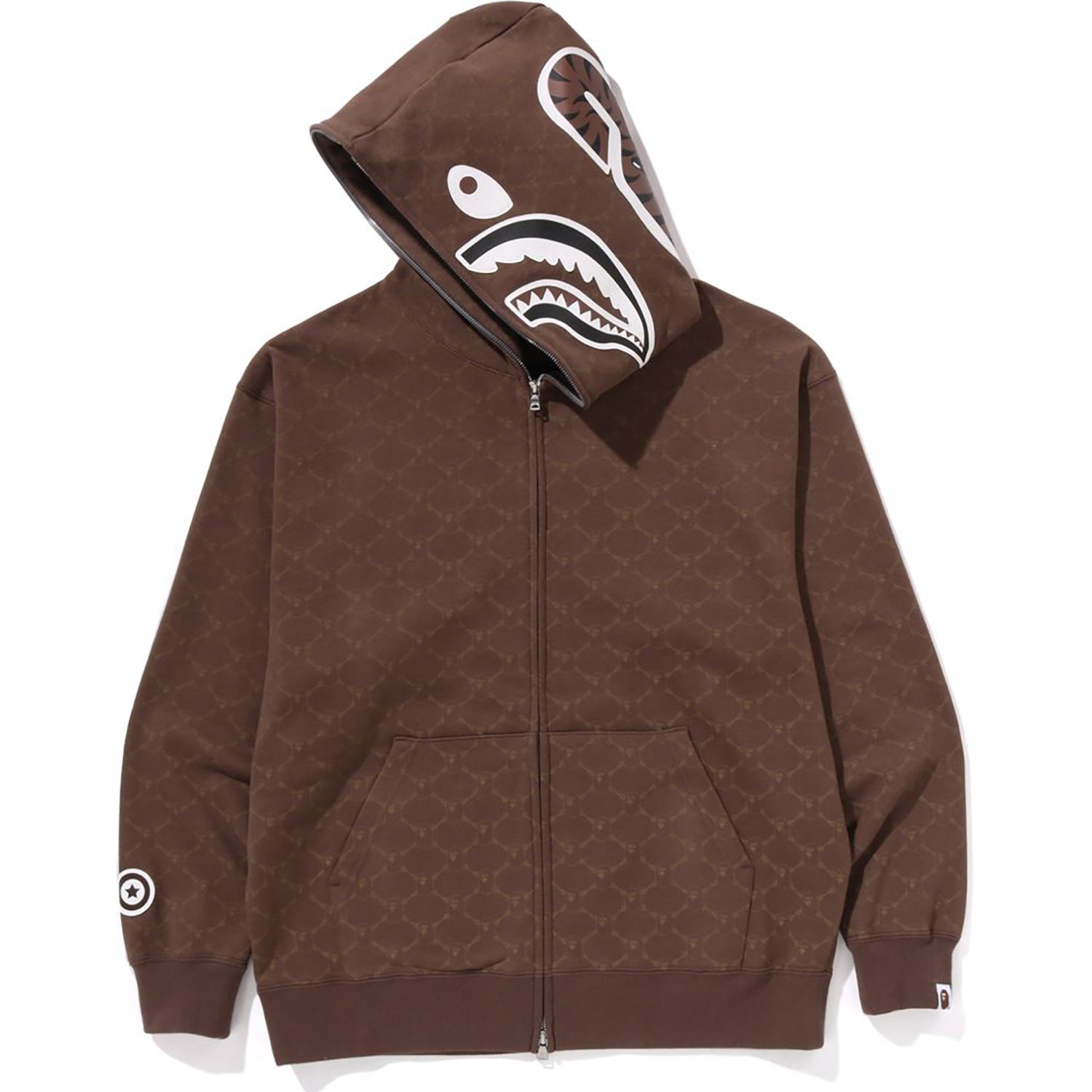 BAPE COLLEGE MONOGRAM RELAXED FIT SHARK FULL ZIP HOODIE MENS
