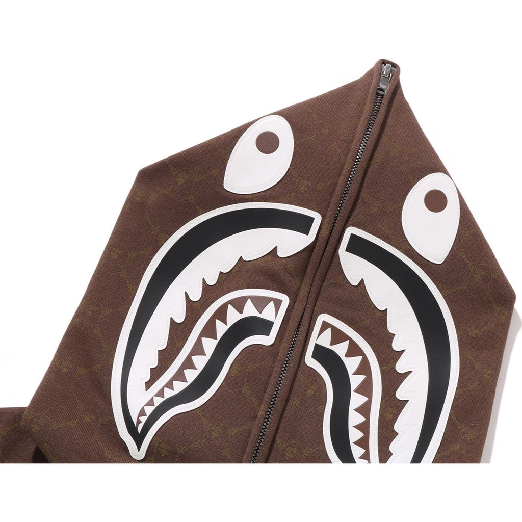 BAPE COLLEGE MONOGRAM RELAXED FIT SHARK FULL ZIP HOODIE MENS