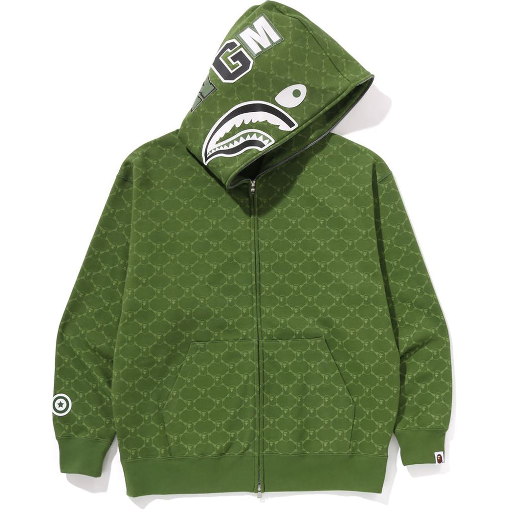 BAPE COLLEGE MONOGRAM RELAXED FIT SHARK FULL ZIP HOODIE MENS