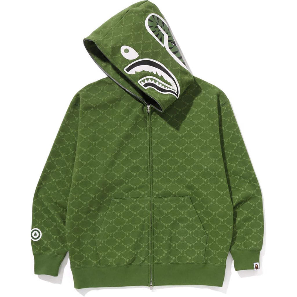 BAPE COLLEGE MONOGRAM RELAXED FIT SHARK FULL ZIP HOODIE MENS